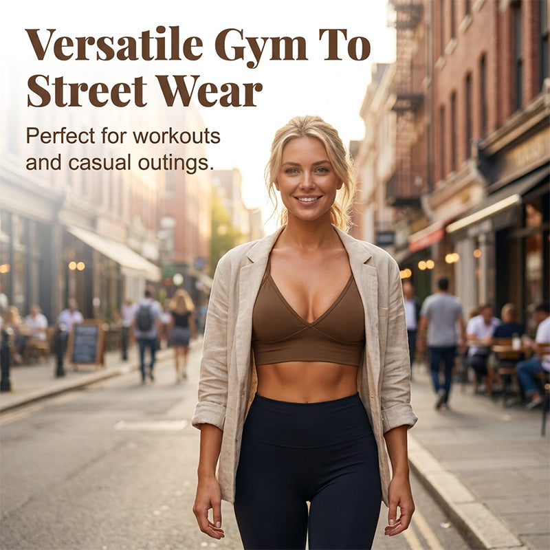 Women's Seamless Ribbed V-Neck Sports Bra