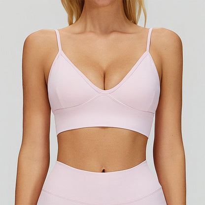 Women's Seamless Ribbed V-Neck Sports Bra