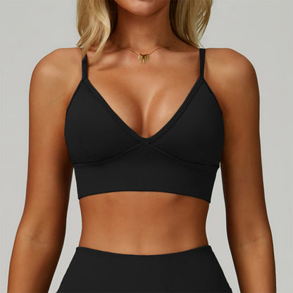Women's Seamless Ribbed V-Neck Sports Bra