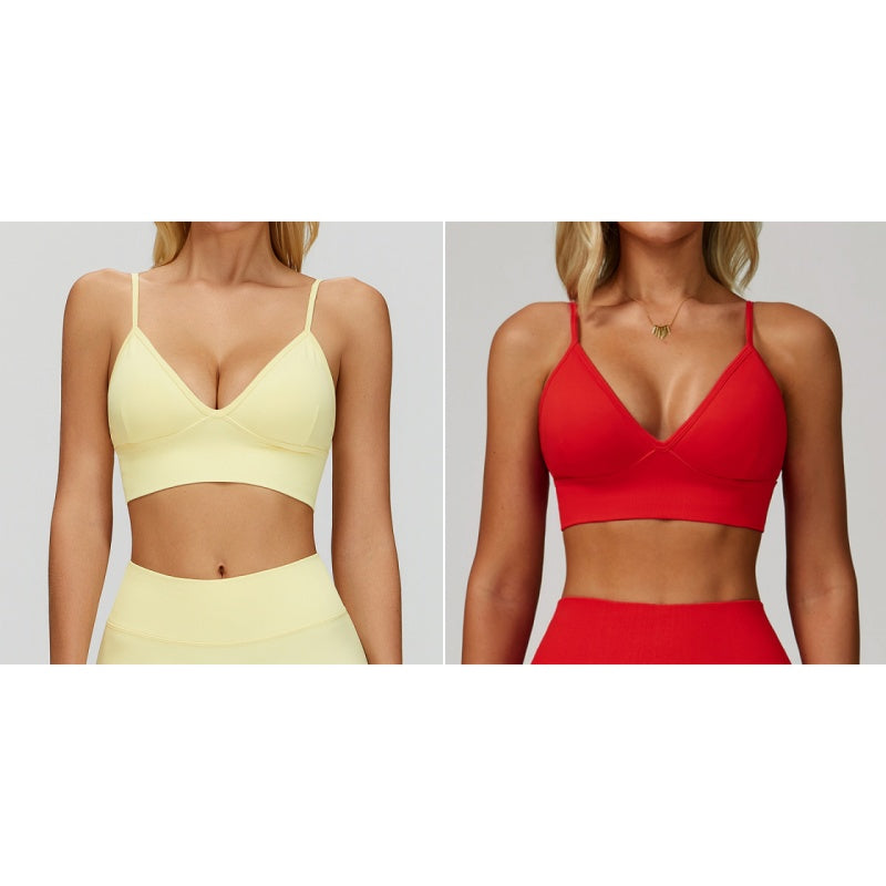 Women's Seamless Ribbed V-Neck Sports Bra