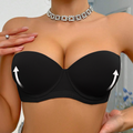 💜Women's Convertible Strapless Minimiser Bandeau Bra Underwire Unlined for Large Bust