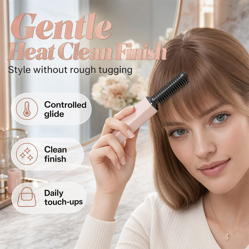 🏆 Last Day Special Price ＄16.99 !👩Shape hair in 3 seconds! Create gorgeous hairstyles anytime anywhere. 💁Portable Wireless Mini Bang Styling Comb