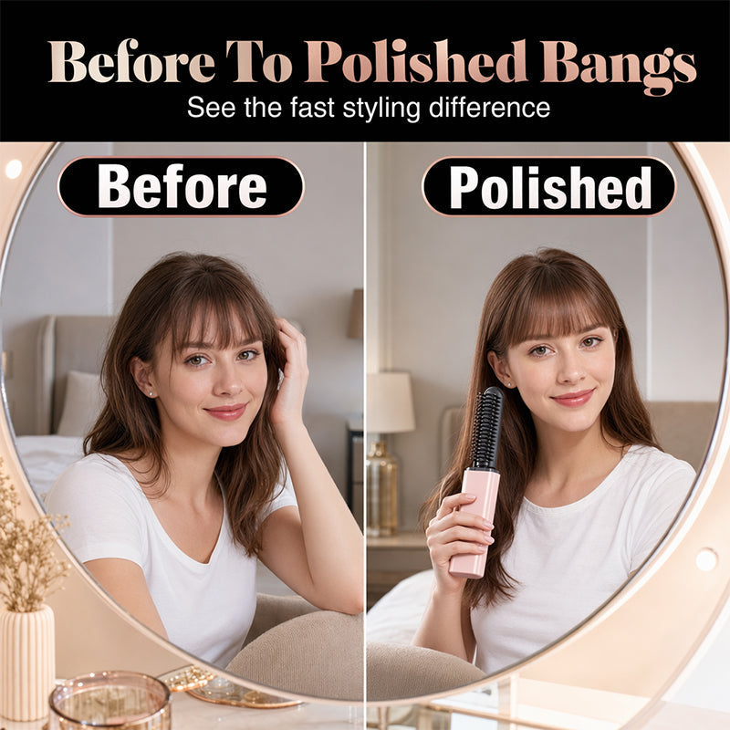 ⚡50K+ SOLD! 👩Shape hair in 3 seconds! Create gorgeous hairstyles anytime anywhere. 💁Portable Wireless Mini Bang Styling Comb