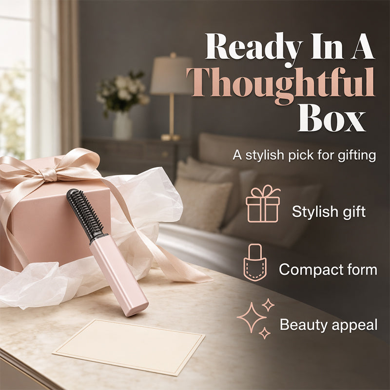 🏆 Last Day Special Price ＄16.99 !👩Shape hair in 3 seconds! Create gorgeous hairstyles anytime anywhere. 💁Portable Wireless Mini Bang Styling Comb