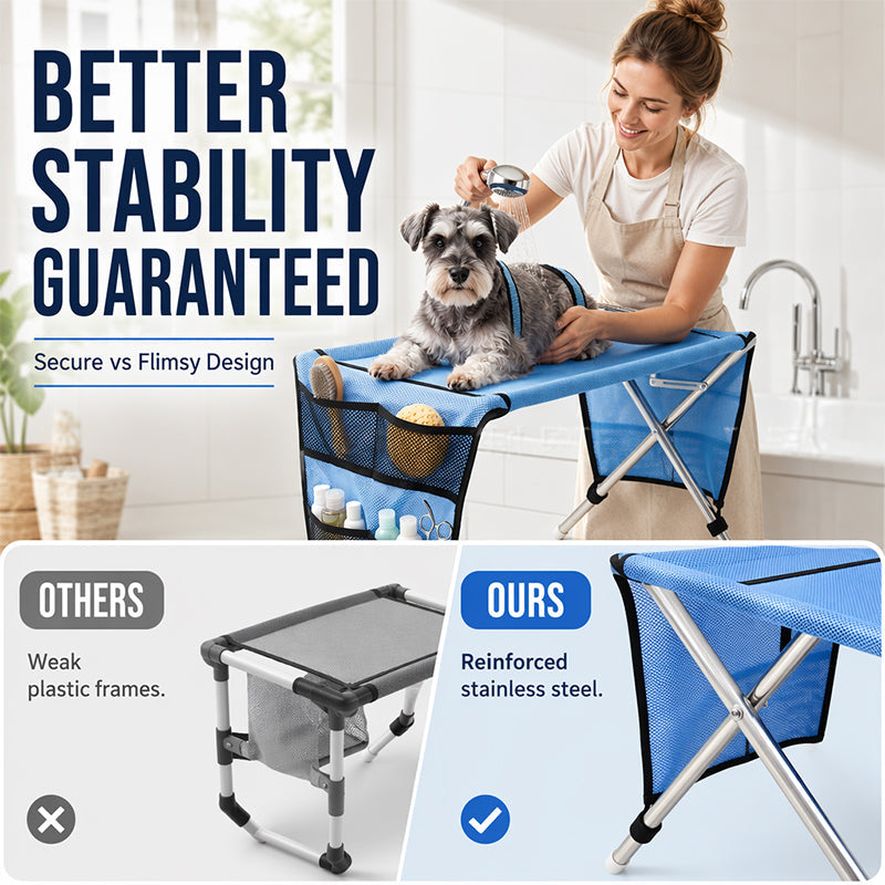 🐕🛏️ 2-in-1 Foldable Pet Grooming Bed – 50% OFF! Grooming table + cozy bed in one – portable, easy to clean, perfect for home & travel. 🔥💪
