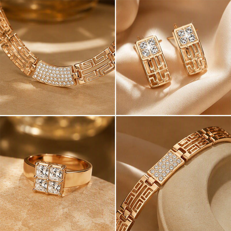 📢📢40% OFF !! ⏰Elegant Rhinestone Jewelry 4-Piece Set
