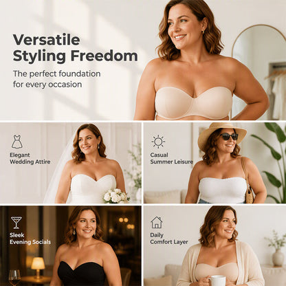 Women's Plus Size Strapless Non-Slip Bandeau Bra