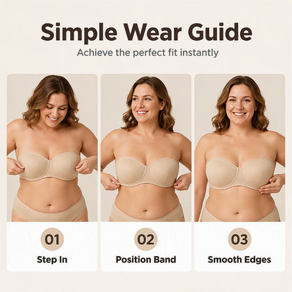 Women's Plus Size Strapless Non-Slip Bandeau Bra
