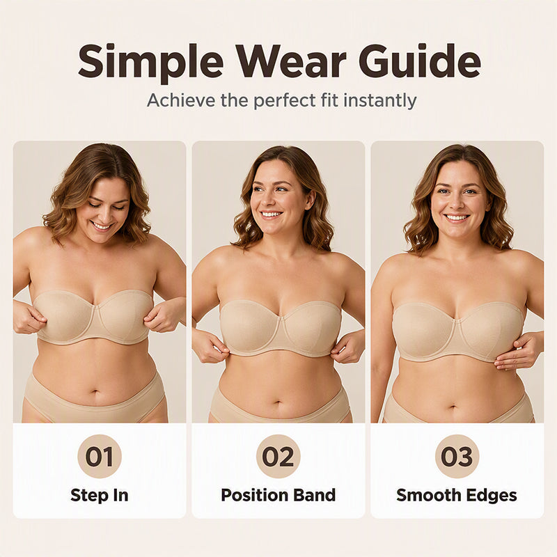 Women's Plus Size Strapless Non-Slip Bandeau Bra