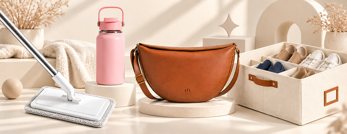Street Raiders everyday products displayed in a light ivory and sand studio
