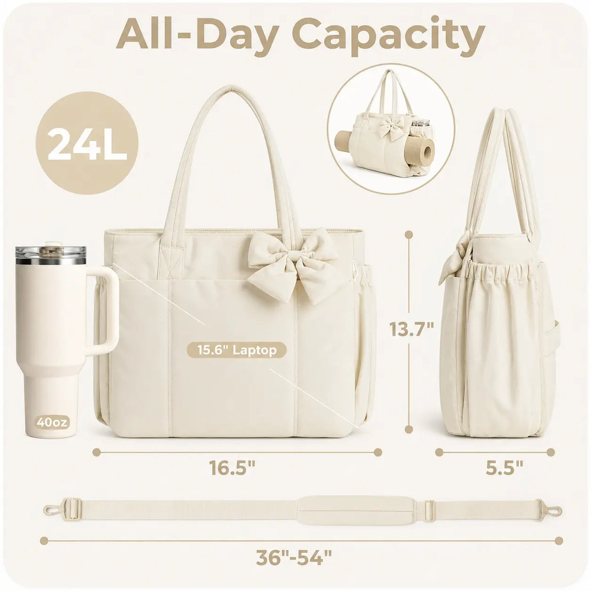 Puffy Bow Everything Tote